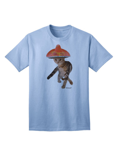 Stylish Adult T-Shirt featuring a Cat adorned with a Pink Sombrero and Sunglasses, exclusively by TooLoud-Mens T-shirts-TooLoud-Light-Blue-Small-Davson Sales