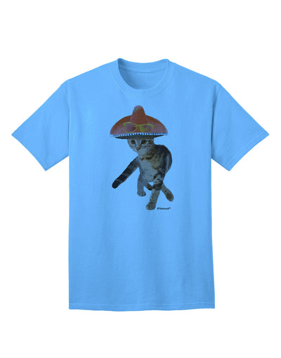 Stylish Adult T-Shirt featuring a Cat adorned with a Pink Sombrero and Sunglasses, exclusively by TooLoud-Mens T-shirts-TooLoud-Aquatic-Blue-Small-Davson Sales