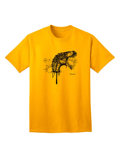 Stylish Adult T-Shirt with Artistic Ink Dinosaur Head Design by TooLoud-Mens T-shirts-TooLoud-Gold-Small-Davson Sales