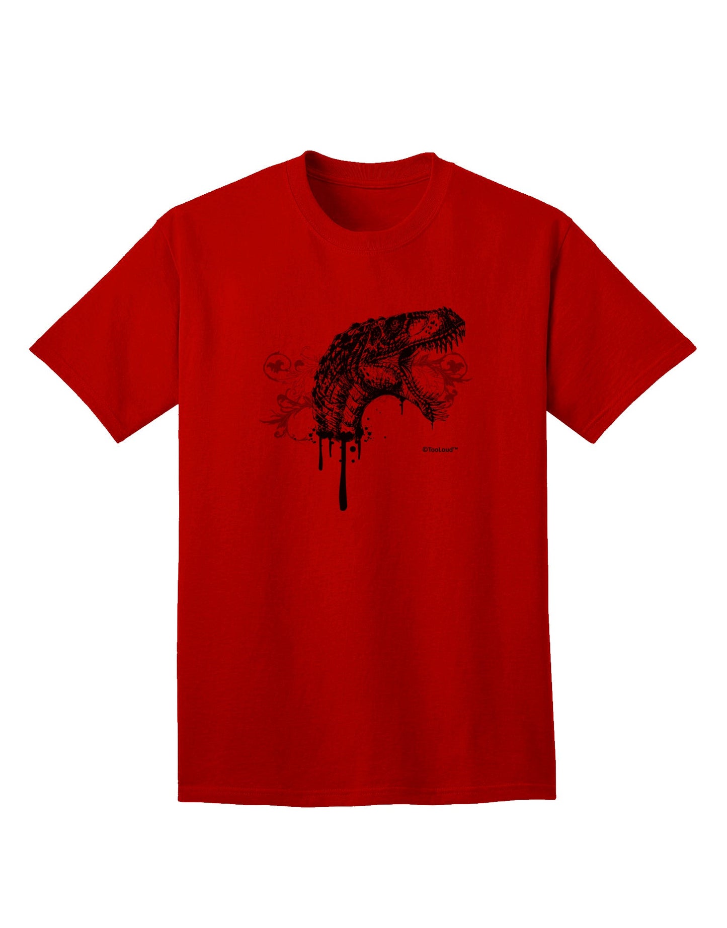 Stylish Adult T-Shirt with Artistic Ink Dinosaur Head Design by TooLoud-Mens T-shirts-TooLoud-Red-Small-Davson Sales