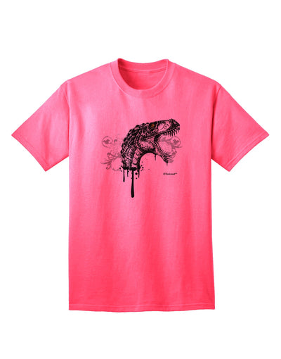 Stylish Adult T-Shirt with Artistic Ink Dinosaur Head Design by TooLoud-Mens T-shirts-TooLoud-Neon-Pink-Small-Davson Sales