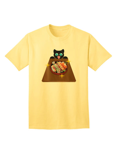 Stylish Anime Cat Sushi Lover Adult T-Shirt by TooLoud-Mens T-shirts-TooLoud-Yellow-Small-Davson Sales