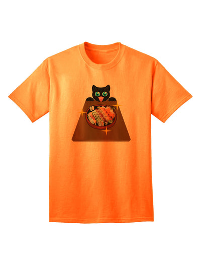 Stylish Anime Cat Sushi Lover Adult T-Shirt by TooLoud-Mens T-shirts-TooLoud-Neon-Orange-Small-Davson Sales