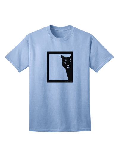 Stylish Cat Peeking Adult T-Shirt by TooLoud-Mens T-shirts-TooLoud-Light-Blue-Small-Davson Sales