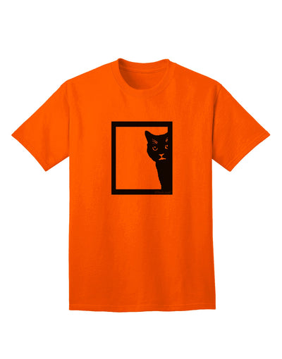 Stylish Cat Peeking Adult T-Shirt by TooLoud-Mens T-shirts-TooLoud-Orange-Small-Davson Sales