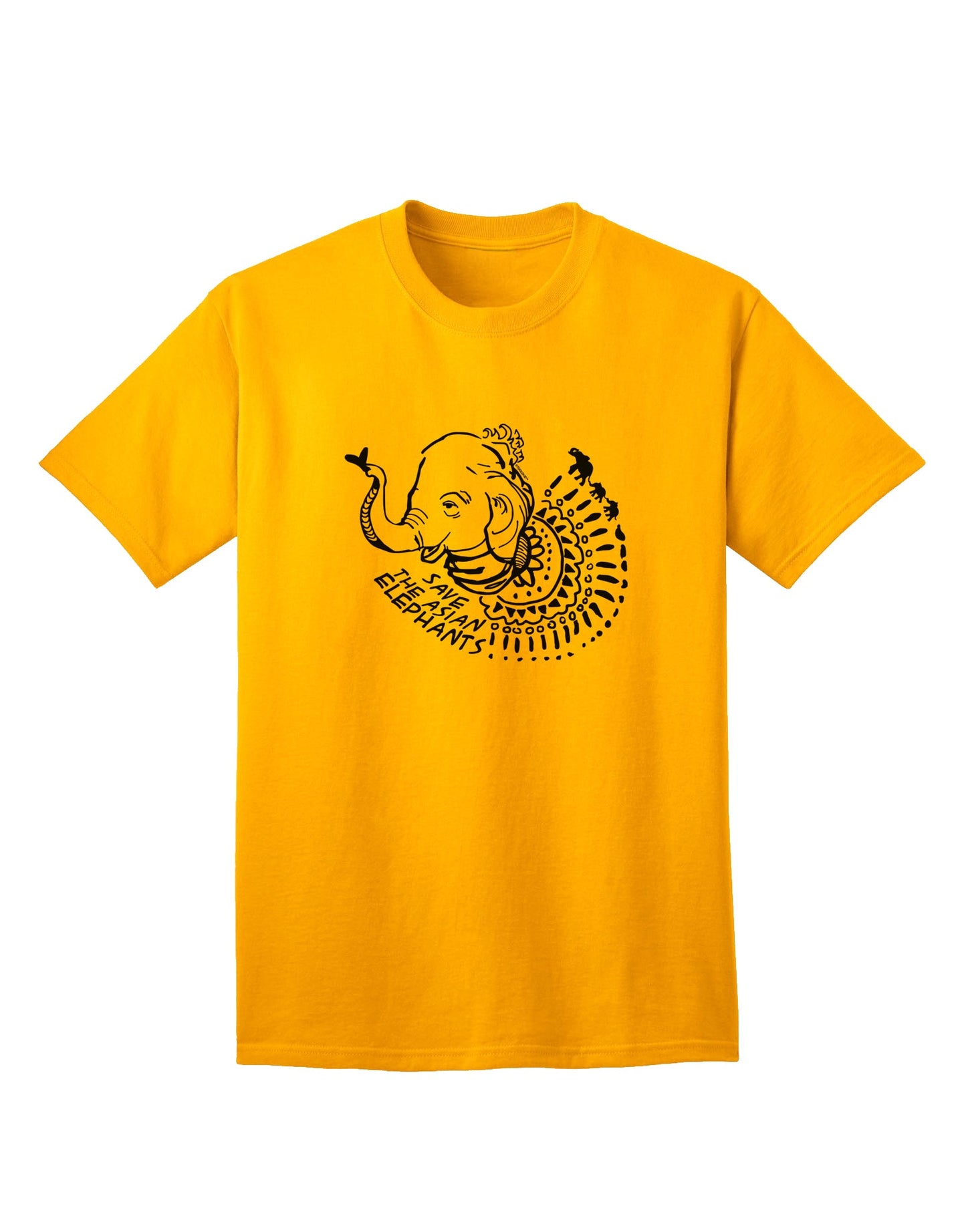 Stylish Conservation: TooLoud Asian Elephant Adult T-Shirt for a Noble Cause-Mens T-shirts-TooLoud-Gold-Small-Davson Sales