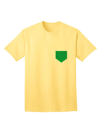 Stylish Faux Pocket Shamrock Pattern Adult T-Shirt by TooLoud-Mens T-shirts-TooLoud-Yellow-Small-Davson Sales