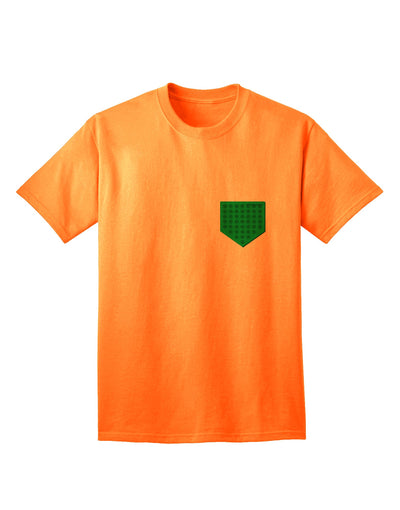 Stylish Faux Pocket Shamrock Pattern Adult T-Shirt by TooLoud-Mens T-shirts-TooLoud-Neon-Orange-Small-Davson Sales