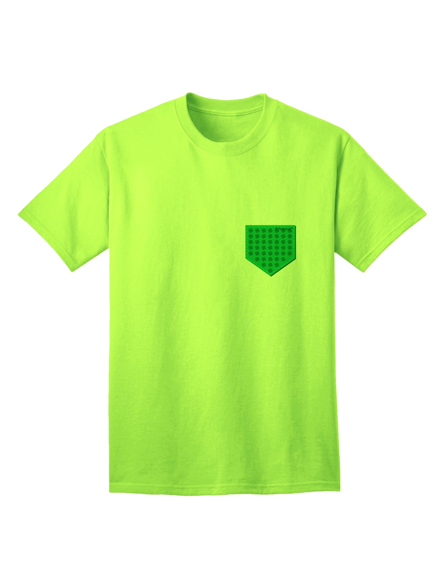 Stylish Faux Pocket Shamrock Pattern Adult T-Shirt by TooLoud-Mens T-shirts-TooLoud-Neon-Green-Small-Davson Sales