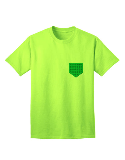 Stylish Faux Pocket Shamrock Pattern Adult T-Shirt by TooLoud-Mens T-shirts-TooLoud-Neon-Green-Small-Davson Sales