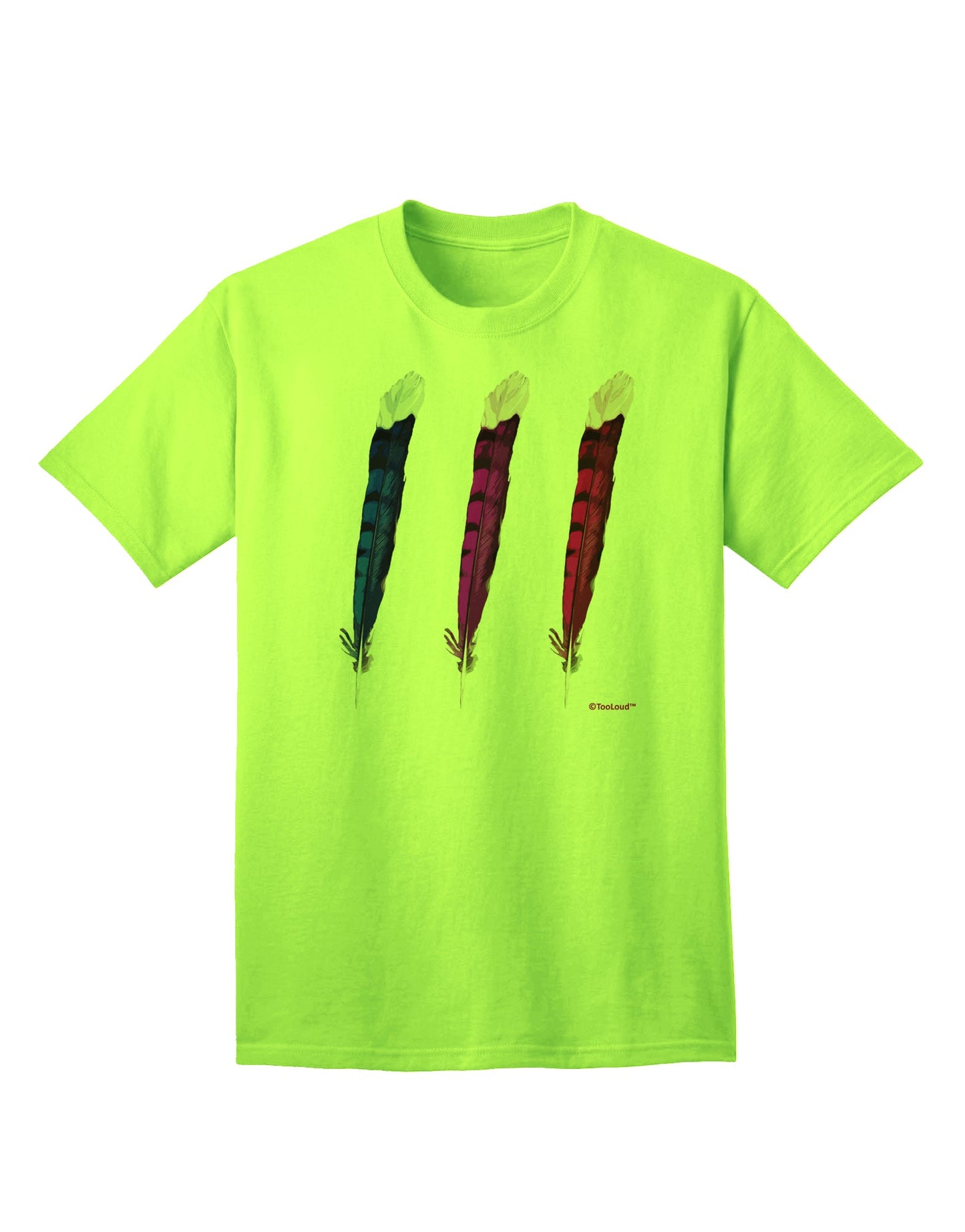 Stylish Feather Trio Adult T-Shirt with Graphic Design by TooLoud-Mens T-shirts-TooLoud-Neon-Green-Small-Davson Sales