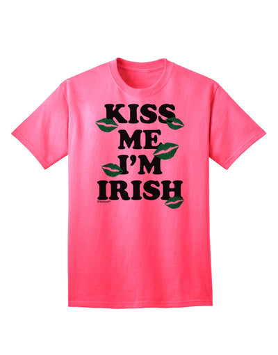 Stylish Green Kisses Adult T-Shirt by TooLoud - Perfect for Celebrating Irish Heritage-Mens T-shirts-TooLoud-Neon-Pink-Small-Davson Sales