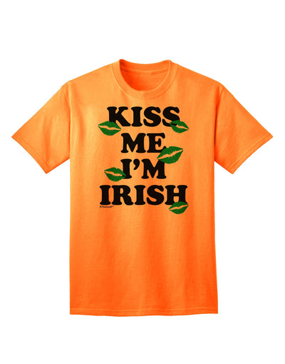 Stylish Green Kisses Adult T-Shirt by TooLoud - Perfect for Celebrating Irish Heritage-Mens T-shirts-TooLoud-Neon-Orange-Small-Davson Sales