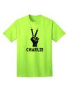 Stylish Hand Peace Sign - Charlie Design Adult T-Shirt by TooLoud-Mens T-shirts-TooLoud-Neon-Green-Small-Davson Sales