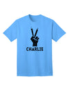 Stylish Hand Peace Sign - Charlie Design Adult T-Shirt by TooLoud-Mens T-shirts-TooLoud-Aquatic-Blue-Small-Davson Sales