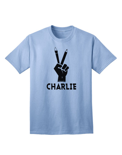 Stylish Hand Peace Sign - Charlie Design Adult T-Shirt by TooLoud-Mens T-shirts-TooLoud-Light-Blue-Small-Davson Sales