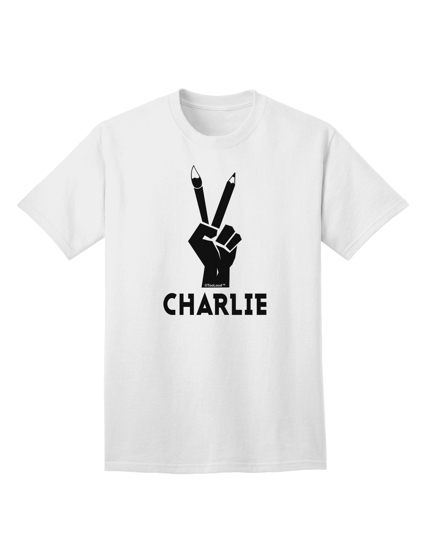 Stylish Hand Peace Sign - Charlie Design Adult T-Shirt by TooLoud-Mens T-shirts-TooLoud-White-Small-Davson Sales