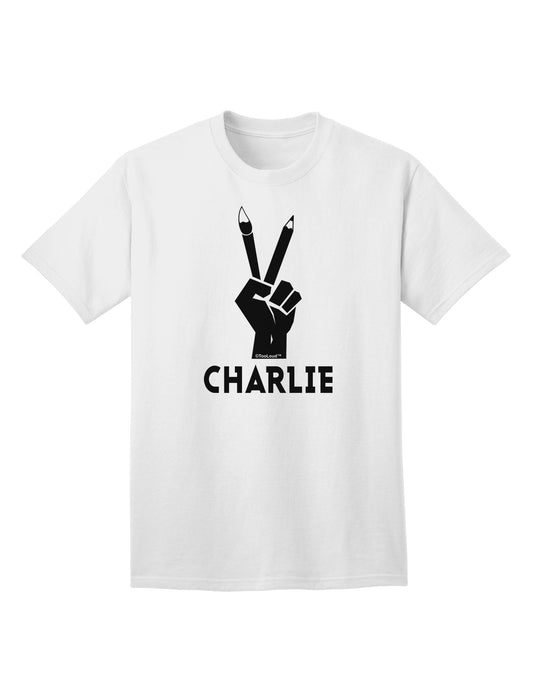 Stylish Hand Peace Sign - Charlie Design Adult T-Shirt by TooLoud-Mens T-shirts-TooLoud-White-Small-Davson Sales