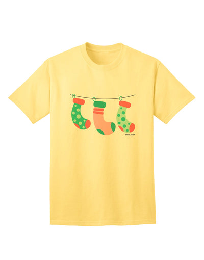 Stylish Hanging Christmas Stockings Adult T-Shirt by TooLoud-Mens T-shirts-TooLoud-Yellow-Small-Davson Sales