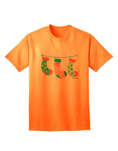 Stylish Hanging Christmas Stockings Adult T-Shirt by TooLoud-Mens T-shirts-TooLoud-Neon-Orange-Small-Davson Sales