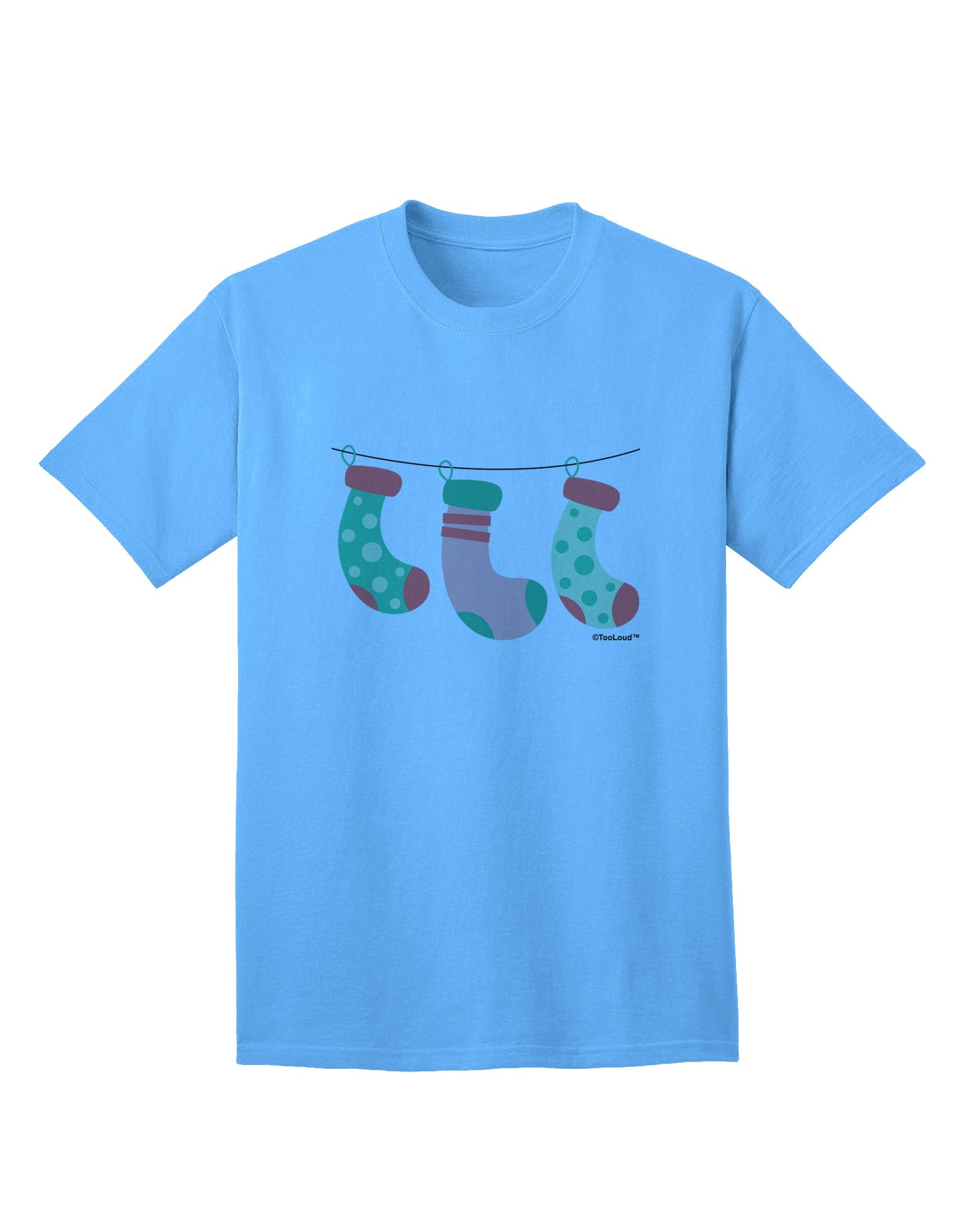 Stylish Hanging Christmas Stockings Adult T-Shirt by TooLoud-Mens T-shirts-TooLoud-Aquatic-Blue-Small-Davson Sales