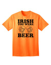 Stylish Irish-themed Adult T-Shirt - Irish You Were Beer by TooLoud-Mens T-shirts-TooLoud-Neon-Orange-Small-Davson Sales