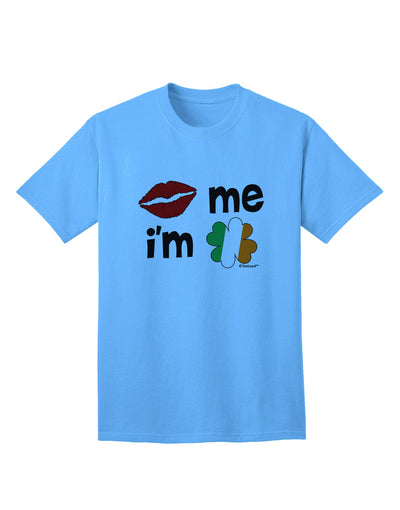 Stylish Irish-themed Adult T-Shirt: Kiss Me I'm Irish, featuring Kiss and Irish Flag Shamrock, exclusively by TooLoud-Mens T-shirts-TooLoud-Aquatic-Blue-Small-Davson Sales