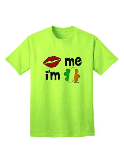 Stylish Irish-themed Adult T-Shirt: Kiss Me I'm Irish, featuring Kiss and Irish Flag Shamrock, exclusively by TooLoud-Mens T-shirts-TooLoud-Neon-Green-Small-Davson Sales