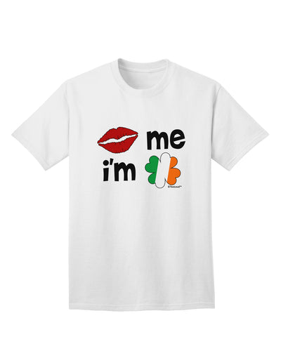 Stylish Irish-themed Adult T-Shirt: Kiss Me I'm Irish, featuring Kiss and Irish Flag Shamrock, exclusively by TooLoud-Mens T-shirts-TooLoud-White-Small-Davson Sales