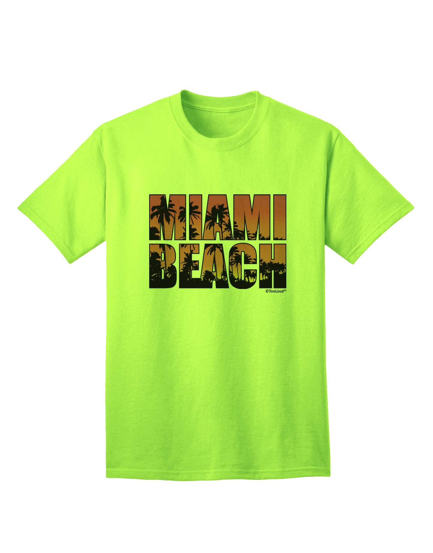 Stylish Miami Beach Sunset Palm Trees Adult T-Shirt by TooLoud-Mens T-shirts-TooLoud-Neon-Green-Small-Davson Sales
