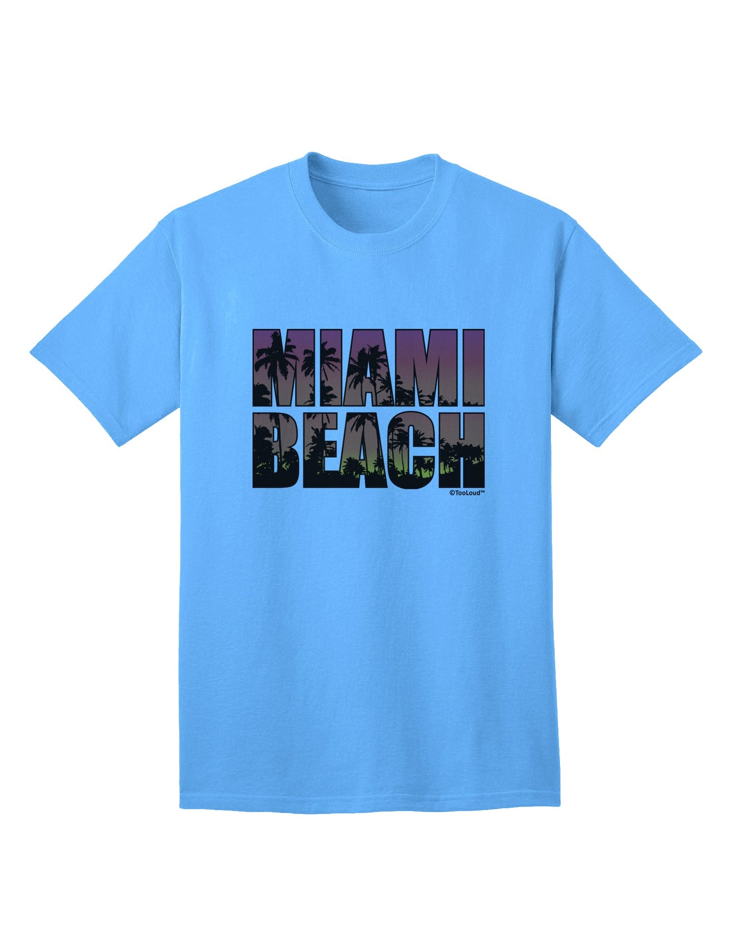 Stylish Miami Beach Sunset Palm Trees Adult T-Shirt by TooLoud-Mens T-shirts-TooLoud-Aquatic-Blue-Small-Davson Sales