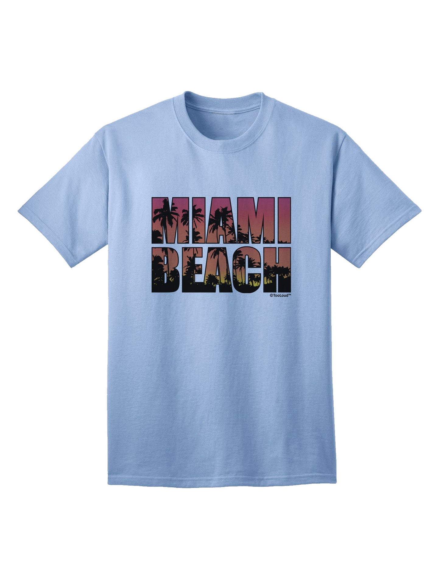 Stylish Miami Beach Sunset Palm Trees Adult T-Shirt by TooLoud-Mens T-shirts-TooLoud-Light-Blue-Small-Davson Sales