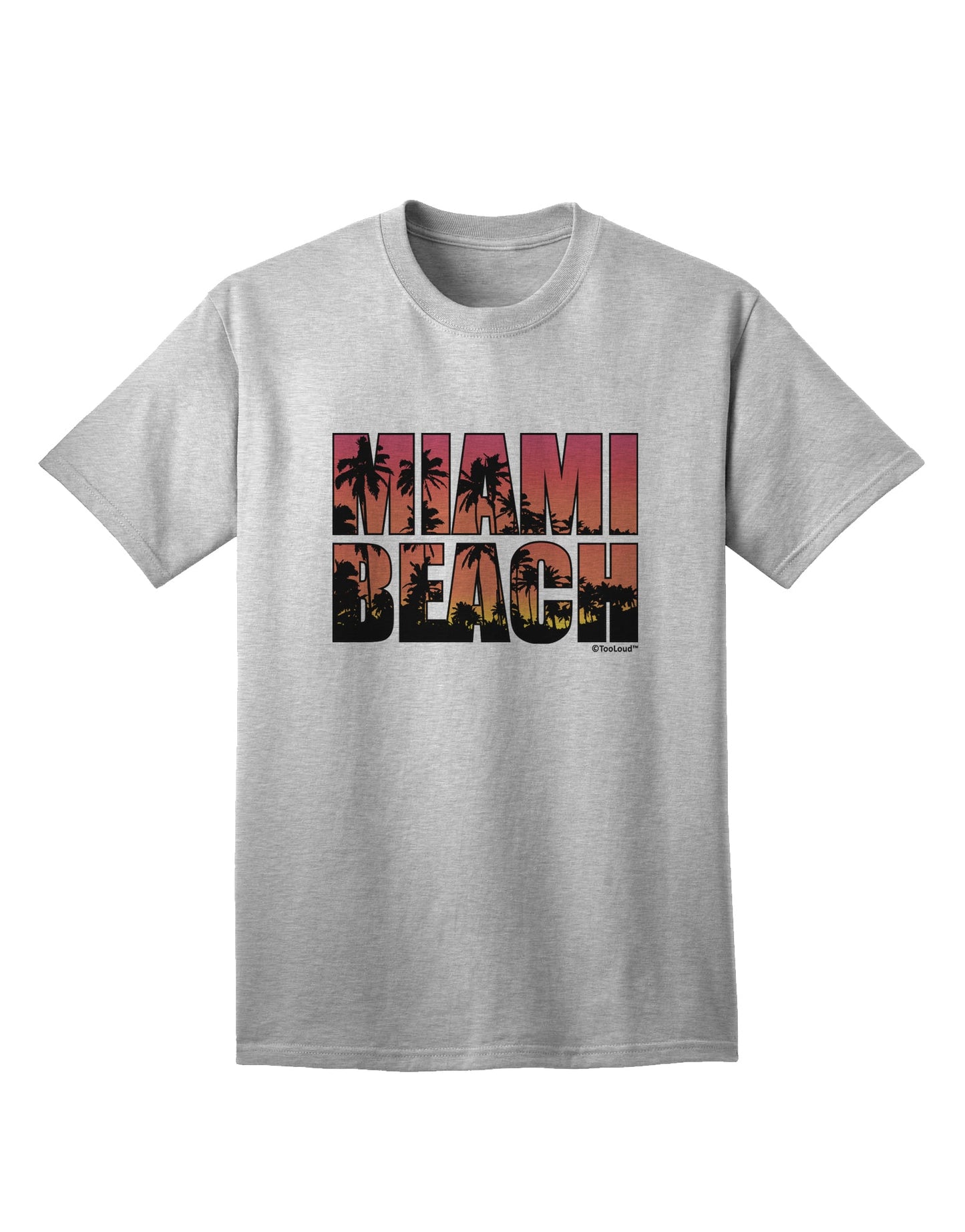 Stylish Miami Beach Sunset Palm Trees Adult T-Shirt by TooLoud-Mens T-shirts-TooLoud-AshGray-Small-Davson Sales
