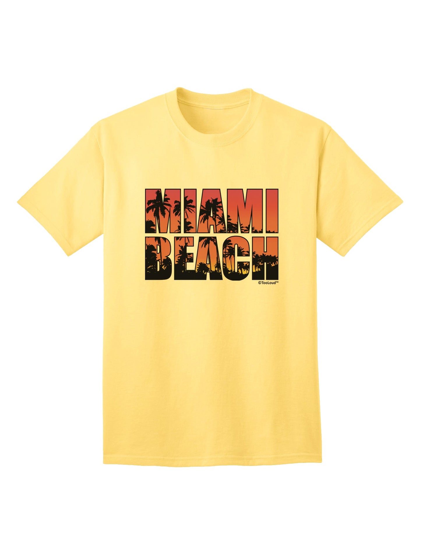 Stylish Miami Beach Sunset Palm Trees Adult T-Shirt by TooLoud-Mens T-shirts-TooLoud-Yellow-Small-Davson Sales