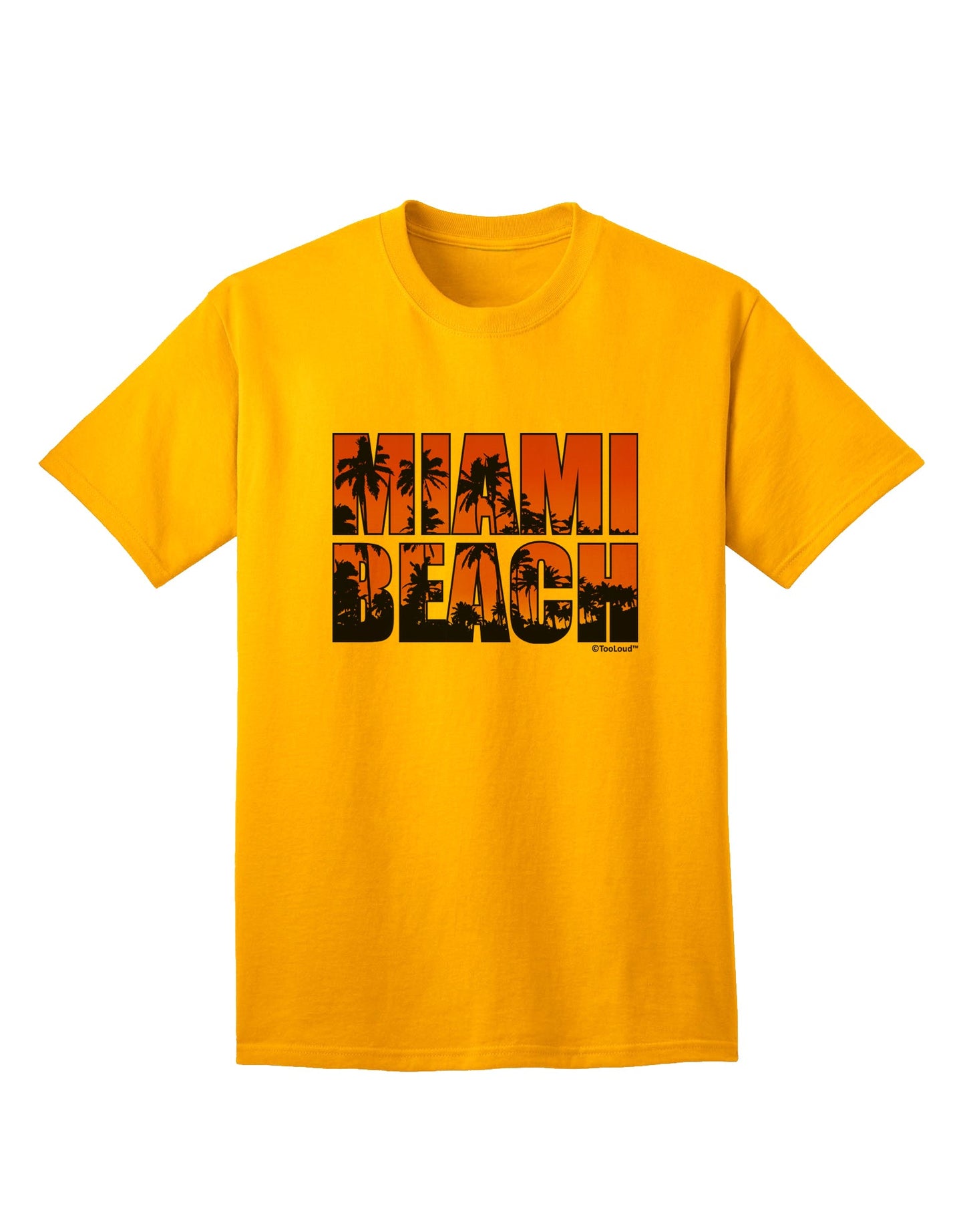 Stylish Miami Beach Sunset Palm Trees Adult T-Shirt by TooLoud-Mens T-shirts-TooLoud-Gold-Small-Davson Sales
