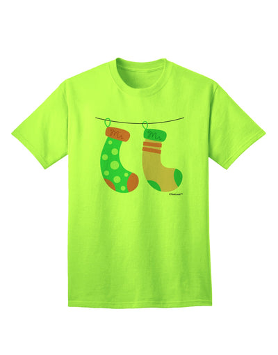 Stylish Mr and Mr Christmas Couple Stockings Adult T-Shirt by TooLoud-Mens T-shirts-TooLoud-Neon-Green-Small-Davson Sales