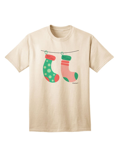 Stylish Mrs and Mrs Christmas Couple Stockings Adult T-Shirt by TooLoud-Mens T-shirts-TooLoud-Natural-Small-Davson Sales