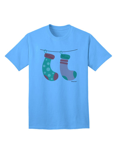 Stylish Mrs and Mrs Christmas Couple Stockings Adult T-Shirt by TooLoud-Mens T-shirts-TooLoud-Aquatic-Blue-Small-Davson Sales