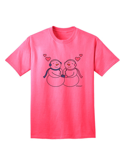 Stylish Snowman and Snowwoman Couple Adult T-Shirt by TooLoud-Mens T-shirts-TooLoud-Neon-Pink-Small-Davson Sales