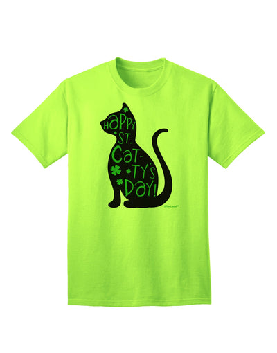 Stylish St. Patrick's Day Cat Adult T-Shirt by TooLoud for a Festive Celebration-Mens T-shirts-TooLoud-Neon-Green-Small-Davson Sales