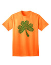 Stylish St. Patrick's Day Shamrock Design - Exquisite Shamrocks Adult T-Shirt by TooLoud-Mens T-shirts-TooLoud-Neon-Orange-Small-Davson Sales