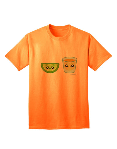 Stylish Tequila Shot and Lime Wedge Adult T-Shirt by TooLoud-Mens T-shirts-TooLoud-Neon-Orange-Small-Davson Sales