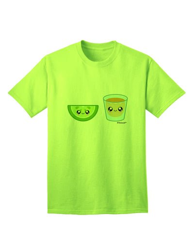 Stylish Tequila Shot and Lime Wedge Adult T-Shirt by TooLoud-Mens T-shirts-TooLoud-Neon-Green-Small-Davson Sales