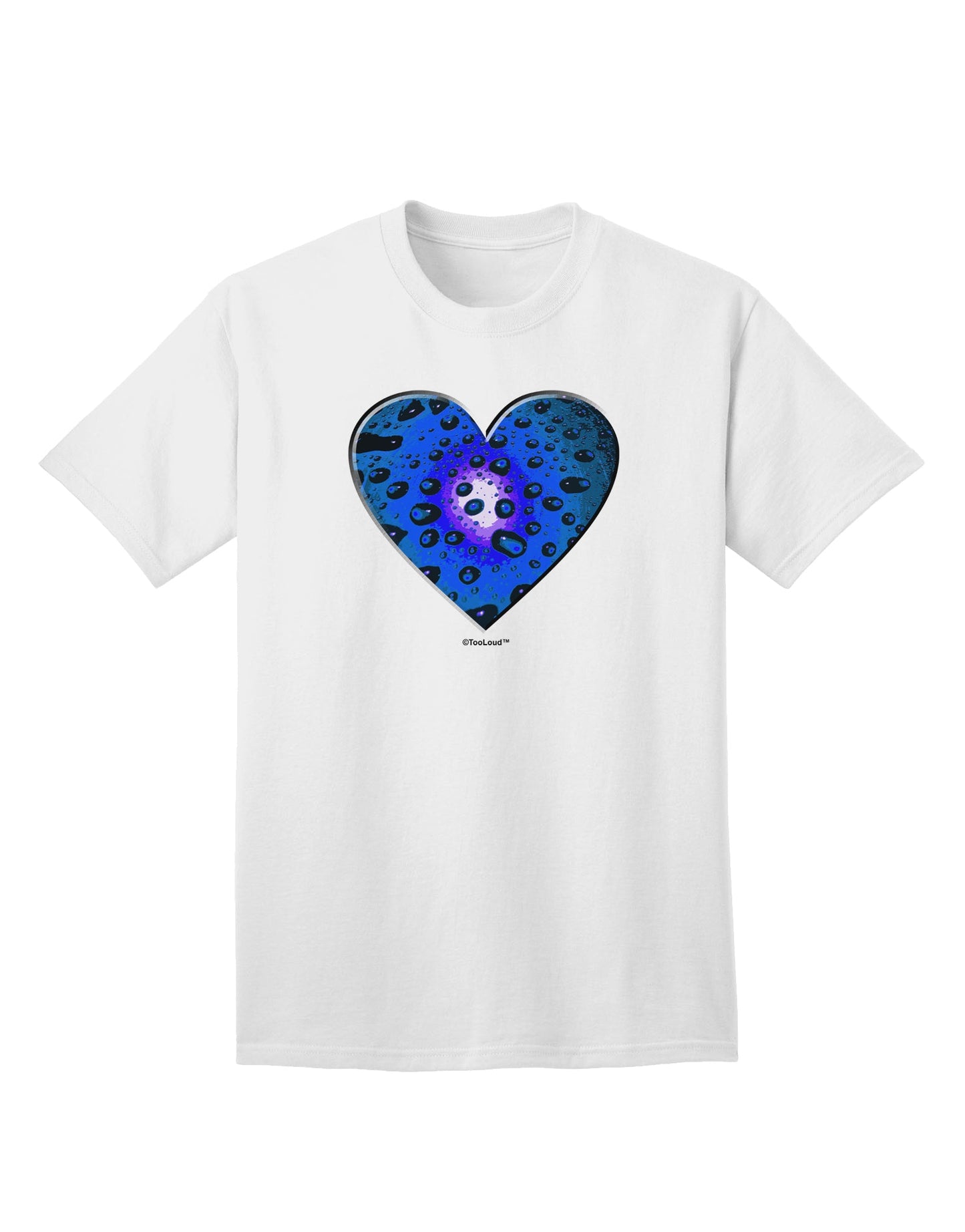 Stylish Water Droplet Heart Blue Adult T-Shirt Offered by TooLoud-Mens T-shirts-TooLoud-White-Small-Davson Sales