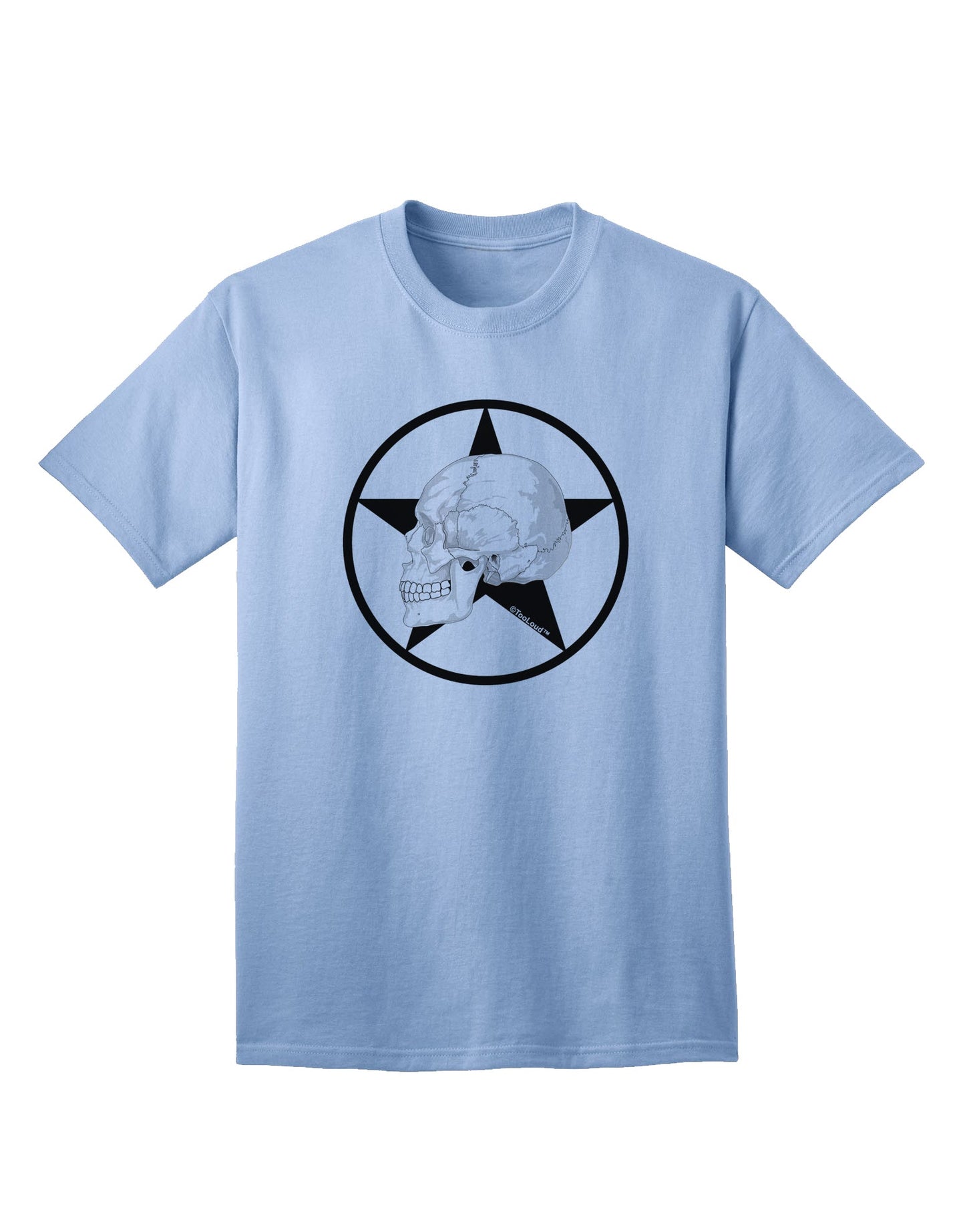 Stylish White Skull With Star Adult T-Shirt Offered by TooLoud-Mens T-shirts-TooLoud-Light-Blue-Small-Davson Sales