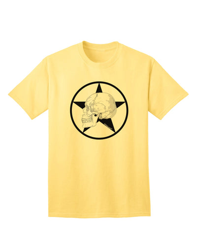 Stylish White Skull With Star Adult T-Shirt Offered by TooLoud-Mens T-shirts-TooLoud-Yellow-Small-Davson Sales