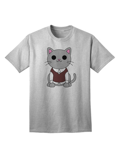 Stylish and Adorable Cat Design Sweater Vest Adult T-Shirt by TooLoud-Mens T-shirts-TooLoud-AshGray-Small-Davson Sales