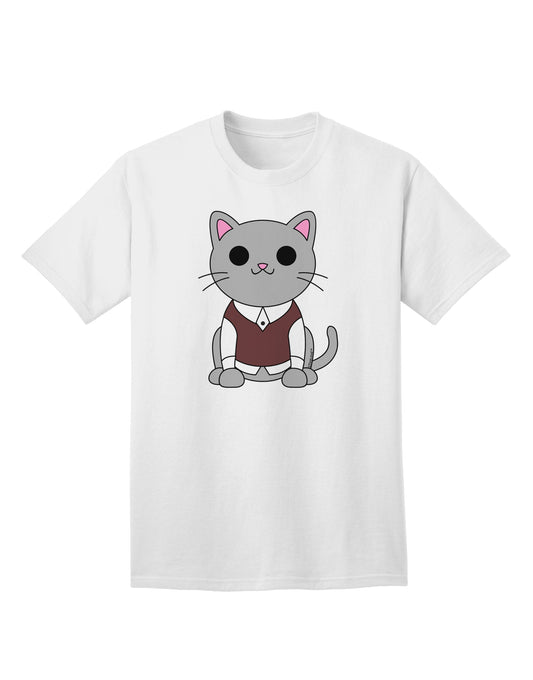 Stylish and Adorable Cat Design Sweater Vest Adult T-Shirt by TooLoud-Mens T-shirts-TooLoud-White-Small-Davson Sales