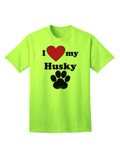 Stylish and Adorable Husky Adult T-Shirt by TooLoud-Mens T-shirts-TooLoud-Neon-Green-Small-Davson Sales