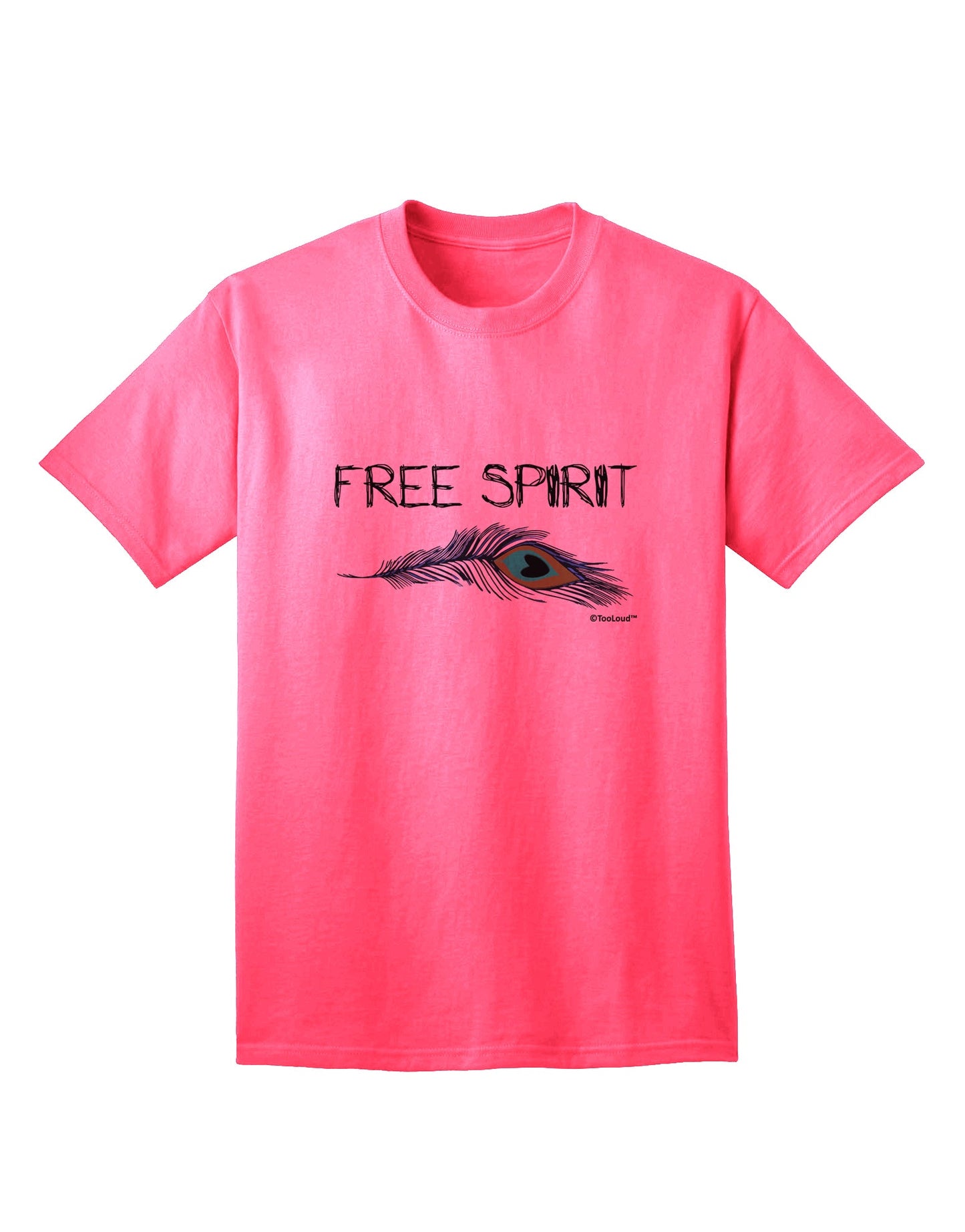 Stylish and Expressive: Free Spirit Adult T-Shirt with Graphic Feather Design by TooLoud-Mens T-shirts-TooLoud-Neon-Pink-Small-Davson Sales